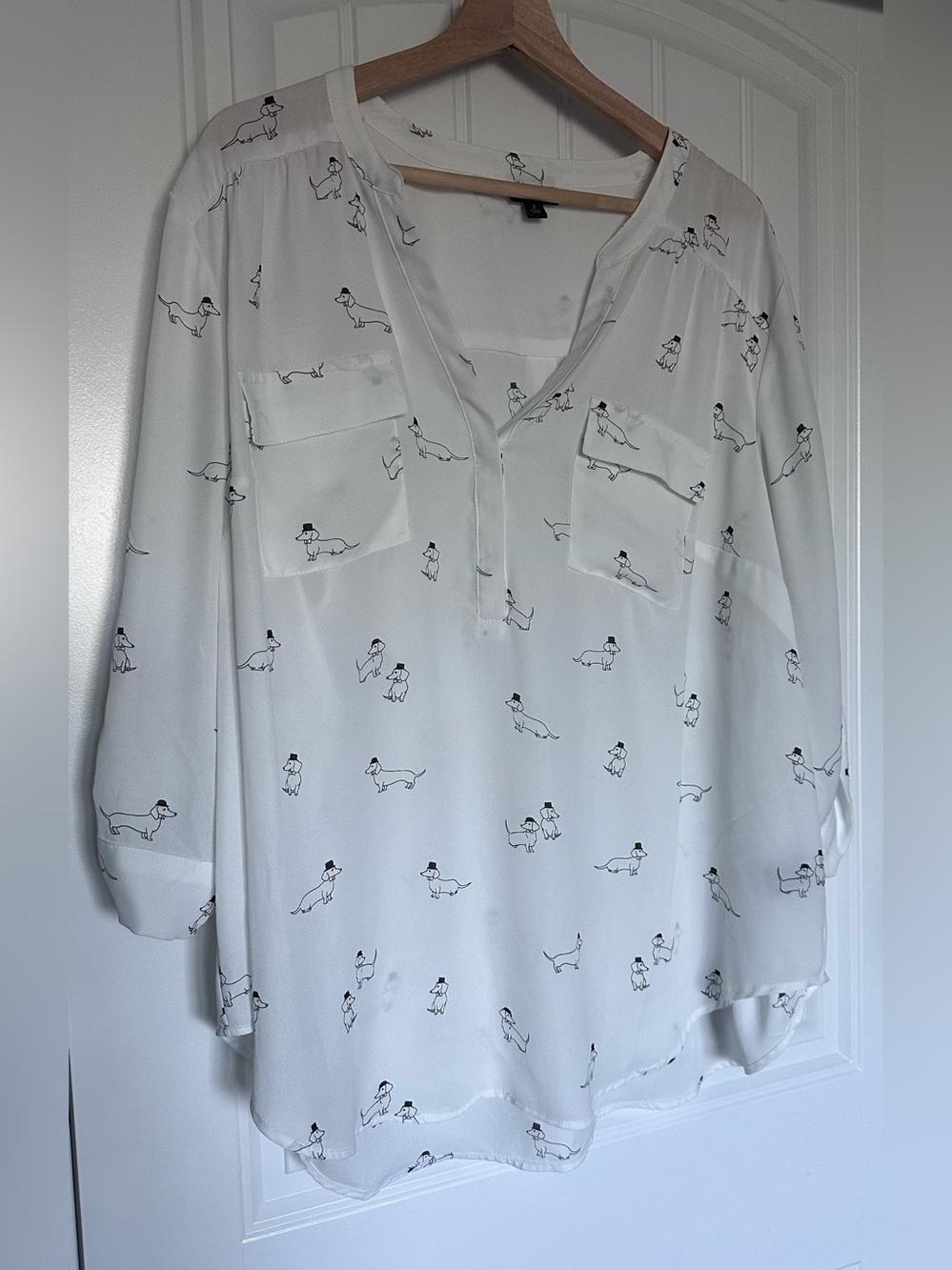 Torrid Harper Dachshund Print Blouse Plus Size 2 Dog Lover Top